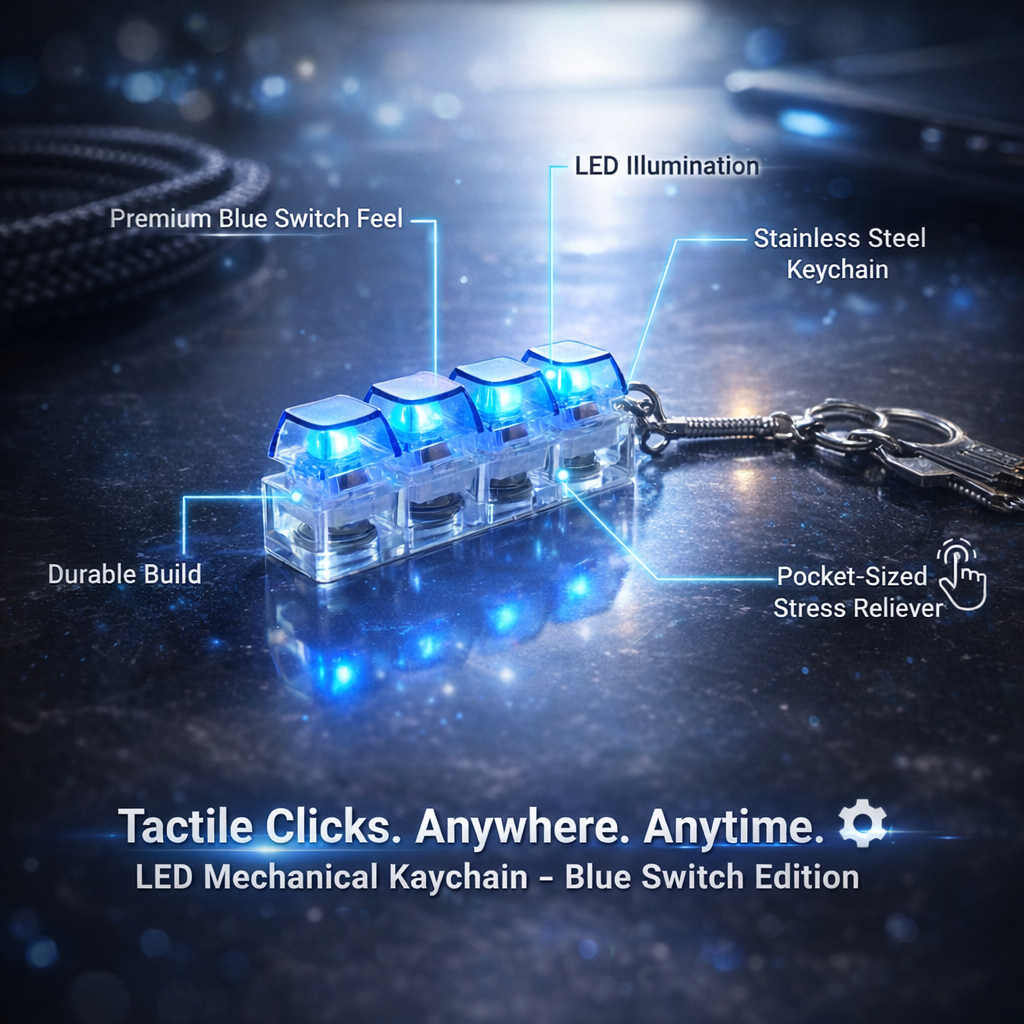 LED Mechanical Keyboard Fidget Clicker 🔥 Stress-Relief Keychain for Adults | Satisfying Click & Glow