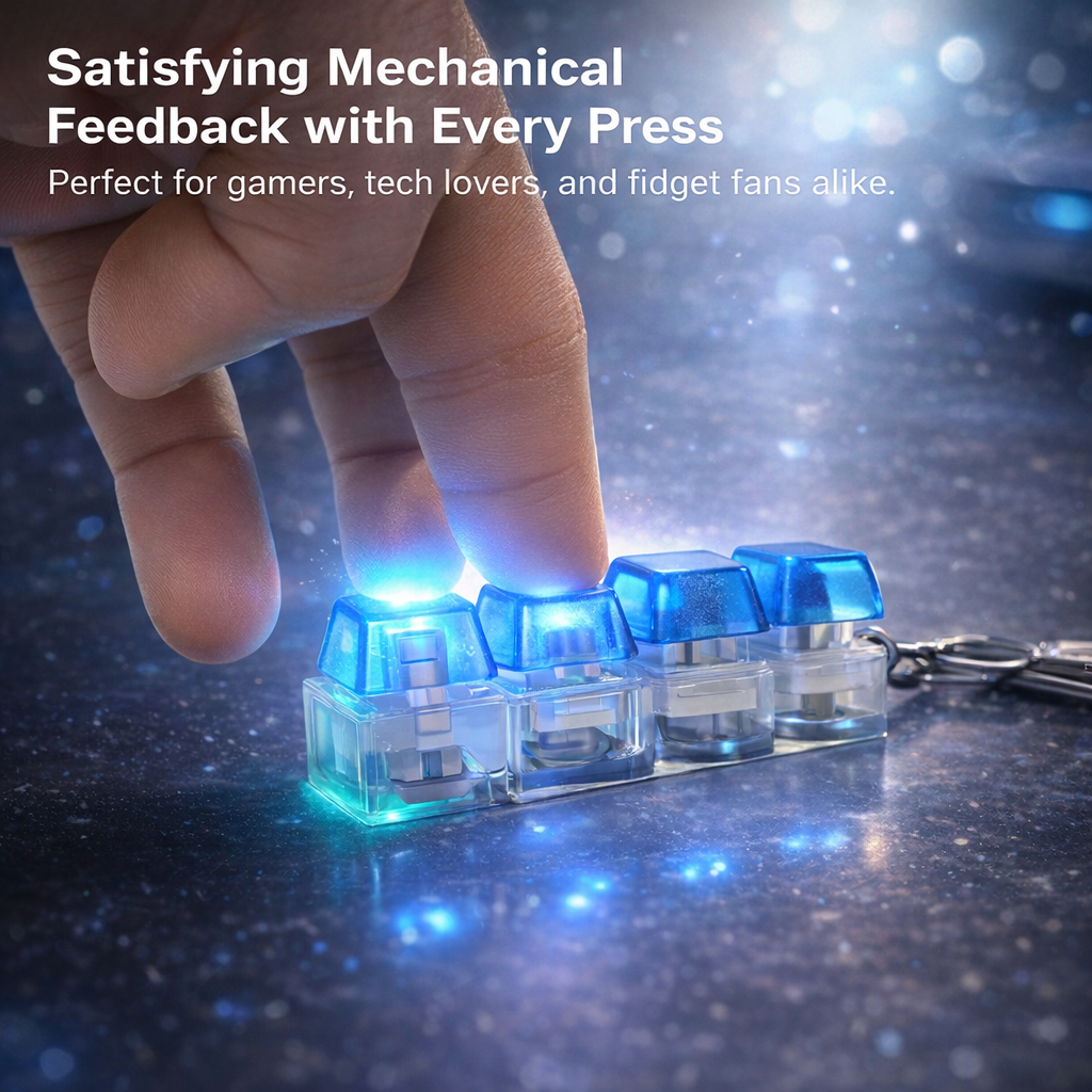 LED Mechanical Keyboard Fidget Clicker 🔥 Stress-Relief Keychain for Adults | Satisfying Click & Glow
