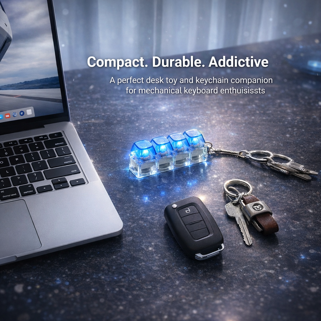 LED Mechanical Keyboard Fidget Clicker 🔥 Stress-Relief Keychain for Adults | Satisfying Click & Glow
