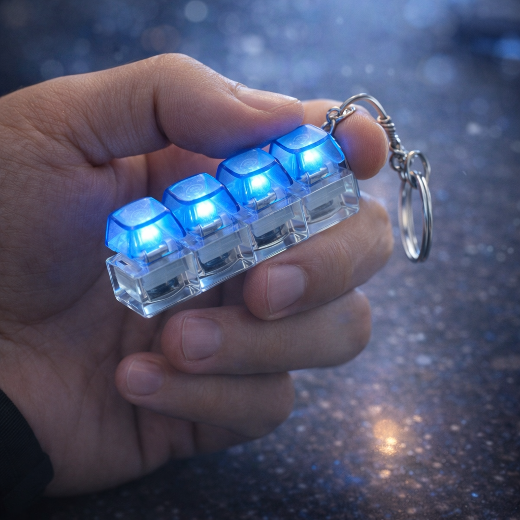 LED Mechanical Keyboard Fidget Clicker 🔥 Stress-Relief Keychain for Adults | Satisfying Click & Glow